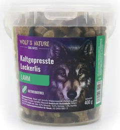 Produktbild von Wolf's Nature Dog Bites Lamm getreidefrei kaltgepresst Belohnungssnack für Hunde zur Zahnpflege und Verdauung