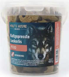 Produktbild von Wolf's Nature Dog Bites Pferd Getreidefrei Kaltgepresst Belohnungssnack für Hunde