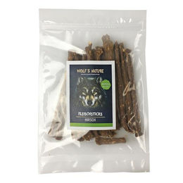 Produktbild von Wolf's Nature Hirsch-Fleischsticks Kausnack für Hunde getreidefrei und hypoallergen 100 g