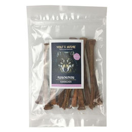 Produktbild von Wolf's Nature Kaninchen-Fleischsticks Belohnungssnack getreidefrei glutenfrei hypoallergen monoprotein 100 g