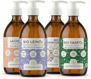 Wolfsbacher Natur Bio Lachs Futteröl Set 4 x 500ml – Bild 1 von 2