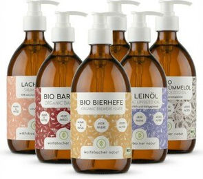 Wolfsbacher Natur Bio Lachs Futteröl Set 6 x 500ml – Bild 1 von 2