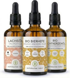 Wolfsbacher Natur Bio Lachs Futteröl Set für Haut und Fell 3 x 100ml – Bild 1 von 2