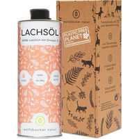 Produktbild von Wolfsbacher Natur Lachsöl für Hunde Katzen und Pferde 1 Liter Haut und Fell Supplement ohne Farb- und Aromastoffe sowie ohne Zucker - 1 l