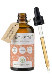 Wolfsbacher Natur Lachsöl Plus Haut und Fell Nahrungsergänzung für Hunde, Katzen und Pferde 100ml – Bild 1 von 8