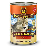 Produktbild von Wolfsblut Alaska Salmon Nassfutter Adult für ausgewachsene Hunde mit Lachs und Superfoods getreidefrei 6x395g