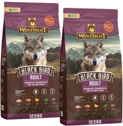 Produktbild von Wolfsblut Black Bird Getreidefreies Trockenfutter für Hunde Adult mit Truthahn 25 kg - 2 x 12,5 kg