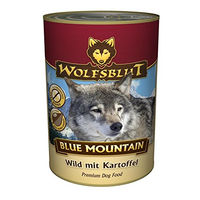Produktbild von Wolfsblut Blue Mountain Adult Nassfutter für ausgewachsene Hunde Wild mit Kartoffeln Getreidefrei und Glutenfrei 6x800g Dose - 6 x 800 g