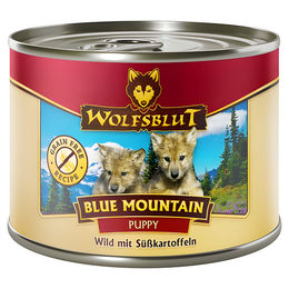 Produktbild von Wolfsblut Blue Mountain Welpen Nassfutter Wild und Truthahn Stückchen in Sauce getreidefrei 6 x 200 g - 6 x 200 g