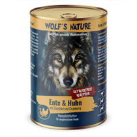 Produktbild von Wolfsblut Hundefutter Adult Ente und Huhn mit Zucchini und Cranberry Stückchen in Sauce getreidefrei 24 x 400 g