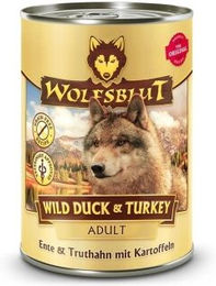 Produktbild von Wolfsblut Hundefutter Adult Ente und Truthahn Stückchen in Sauce getreidefrei 6x395g - 6 x 395 g