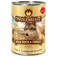 Produktbild von Wolfsblut Hundefutter Ente und Pute Adult Getreidefrei 12x395g