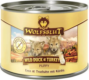 Produktbild von Wolfsblut Hundefutter Welpe Ente und Truthahn getreidefrei ohne Zucker 200 g - 6 x 200 g