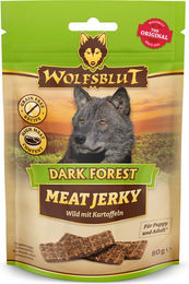 Wolfsblut Hundesnack Meat Jerky Dark Forest Wildfleisch und Kartoffeln getreidefrei 80 g - 6 x 80 g – Bild 1 von 6