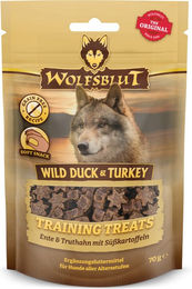 Wolfsblut Hundesnack Training Treats Wild Duck & Turkey Ente und Pute mit Süßkartoffel getreidefrei und ohne Zucker 70 g - 70 g – Bild 1 von 6