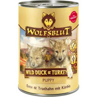 Produktbild von Wolfsblut Nassfutter Wild Duck & Turkey Welpe Ente und Truthahn getreidefrei 6 x 395 g - 6 x 395 g