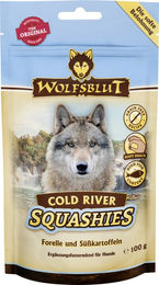Wolfsblut Squashies Cold River Belohnungssnack für Hunde mit Forelle und Süßkartoffel getreidefrei 800 g - 8 x 100 g – Bild 1 von 5