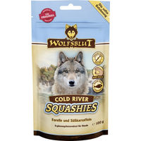Produktbild von Wolfsblut Squashies Cold River Belohnungssnack für Hunde mit Forelle und Süßkartoffel getreidefrei 800 g - 8 x 100 g