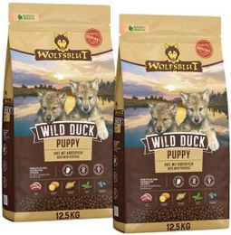 Produktbild von Wolfsblut Trockenfutter Hund Junior Wild Ente Getreidefrei 2x12,5 kg - 2 x 12,5 kg