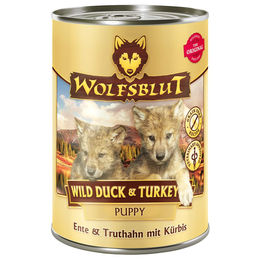 Produktbild von Wolfsblut Welpenfutter Ente und Pute getreidefrei 6x395g