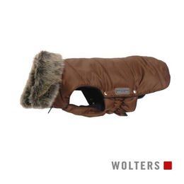 Wolters Cat&Dog Parka Mantel für Hunde und Katzen mit Fellkragen braun wasserabweisend aus Nylon – Bild 1 von 3