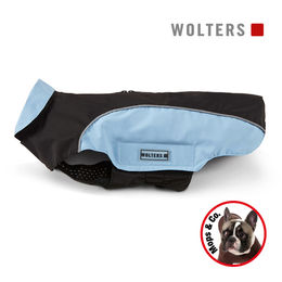 Produktbild von Wolters Easy Rain Regenjacke für kleine Hunde aus Polyester in Schwarz/Blau wasserdicht