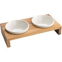 Produktbild von Wolters Gohan Erhöhter Doppelnapf aus Holz in Teak Braun Größe XS - 0,2 l