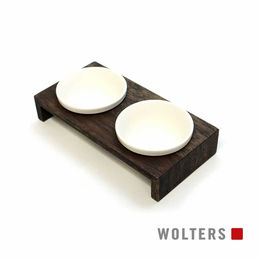 Wolters Gohan Erhöhter Doppelnapf aus Holz in Walnuss Braun Größe M - 2 x 1 l – Bild 1 von 3