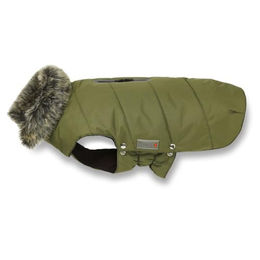 Wolters Hund Winterjacke Parka wasserdicht mit Fellkragen grün 48 cm – Bild 1 von 2