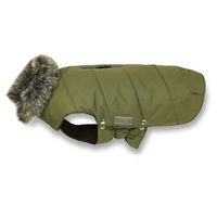 Produktbild von Wolters Hund Winterjacke Parka wasserdicht mit Fellkragen grün 48 cm