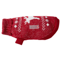 Wolters Hundepullover Strickpullover Elch mit Glitzer rot/silber Rückenlänge 20 cm - 20 cm – Bild 1 von 6