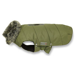 Wolters Hundewinterjacke Parka mit Fellkragen wasserdicht in Oliv mit 44 cm Rückenlänge – Bild 1 von 1