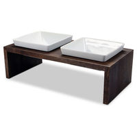 Produktbild von Wolters Meshidai True Doppelnapf Erhöhter Napf aus Holz Walnuss Braun XS - 2 x 0,2 l