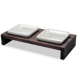 Wolters Meshidai True Doppelnapf Hundezubehör aus Holz in Walnuss Braun Größe M - 2 x 2,5 l – Bild 1 von 10