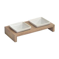 Produktbild von Wolters Meshidai True Erhöhter Doppelnapf aus Holz für Hunde in Grau S - 2 x 0,4 l