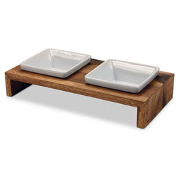 Wolters Meshidai True Erhöhter Doppelnapf aus Holz für Hunde XS Braun - 2 x 0,25 l – Bild 1 von 6