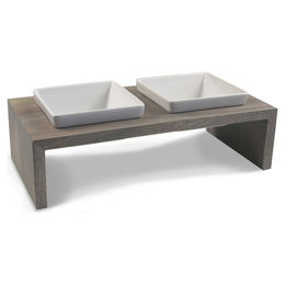 Wolters Meshidai True Erhöhter Doppelnapf für Hunde aus Holz in Grau XS - 2 x 0,2 l – Bild 1 von 5
