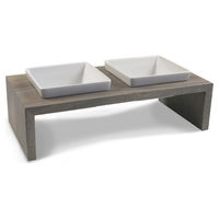 Produktbild von Wolters Meshidai True Erhöhter Doppelnapf für Hunde aus Holz in Grau XS - 2 x 0,2 l