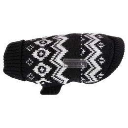 Wolters Norweger Strickpullover für Hunde Schwarz Weiß Rückenlänge 45 cm – Bild 1 von 4