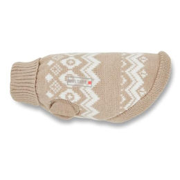 Produktbild von Wolters Norweger Strickpullover für kleine bis mittelgroße Hunde in Beige und Weiß mit 30 cm Rückenlänge