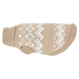 Produktbild von Wolters Norweger Strickpullover für kleine bis mittlere Hunde in Beige und Weiß mit 25 cm Rückenlänge