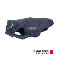 Produktbild von Wolters Outdoorjacke für Hunde in Schwarz aus Nylon wasserabweisend mit Rückenlänge 80 cm und Halsumfang 75 cm