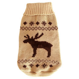 Wolters Strickpullover Elch beige braun Rückenlänge 50 cm für kleine bis mittelgroße Hunde – Bild 1 von 4