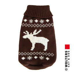 Wolters Strickpullover Elch Braun Weiß für kleine bis mittelgroße Hunde mit 50 cm Rückenlänge - 1 Stk. – Bild 1 von 3