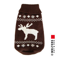 Produktbild von Wolters Strickpullover Elch für kleine bis mittelgroße Hunde in Braun/Weiß mit 25 cm Rückenlänge