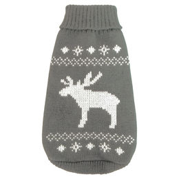 Wolters Strickpullover Elch grau/weiß für kleine bis mittelgroße Hunde mit 50 cm Rückenlänge – Bild 1 von 2