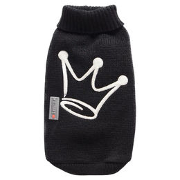 Produktbild von Wolters Strickpullover Krone Schwarz für kleine Hunde mit Rückenlänge 25 cm