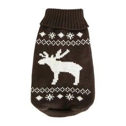 Wolters Strickpullover mit Elch Motiv für Hunde in Braun/Weiß Rückenlänge 40 cm – Bild 1 von 4
