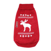 Produktbild von Wolters Strickpullover mit Elch Motiv in Rot/Weiß für kleine bis mittelgroße Hunde mit 35 cm Rückenlänge