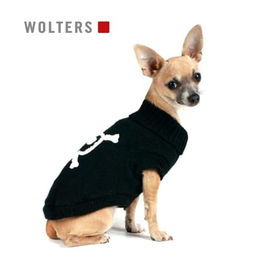 Wolters Strickpullover Totenkopf für Hunde in Schwarz/Weiß Größe L mit 25 cm Rückenlänge – Bild 1 von 6